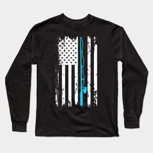 American Flag Fishing Vintage Long Sleeve T-Shirt